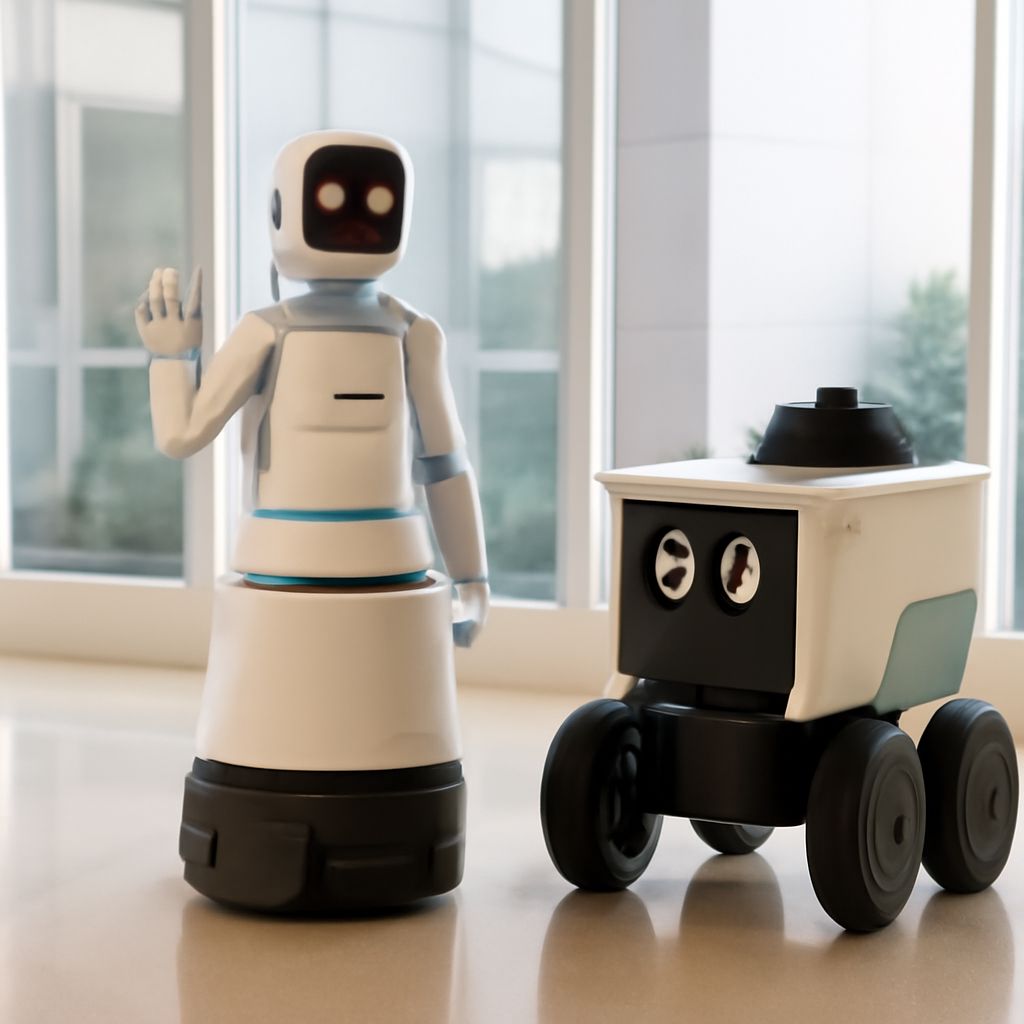 Nurse robot with Jordan Peterson voice AI and female robot voice